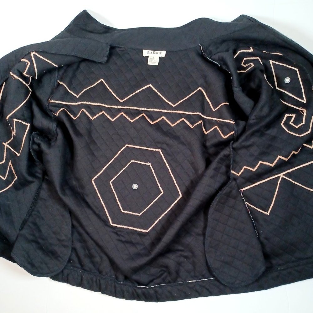 Rafael Womens Black Southwestern Jacket & T-Shirt Large Conchos Liner Zip Up Vtg - Picture 13 of 16